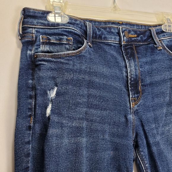 Old Navy Rockstar Womens Super Skinny Distressed Dark Blue Denim Jeans Size 10 - Picture 3 of 14